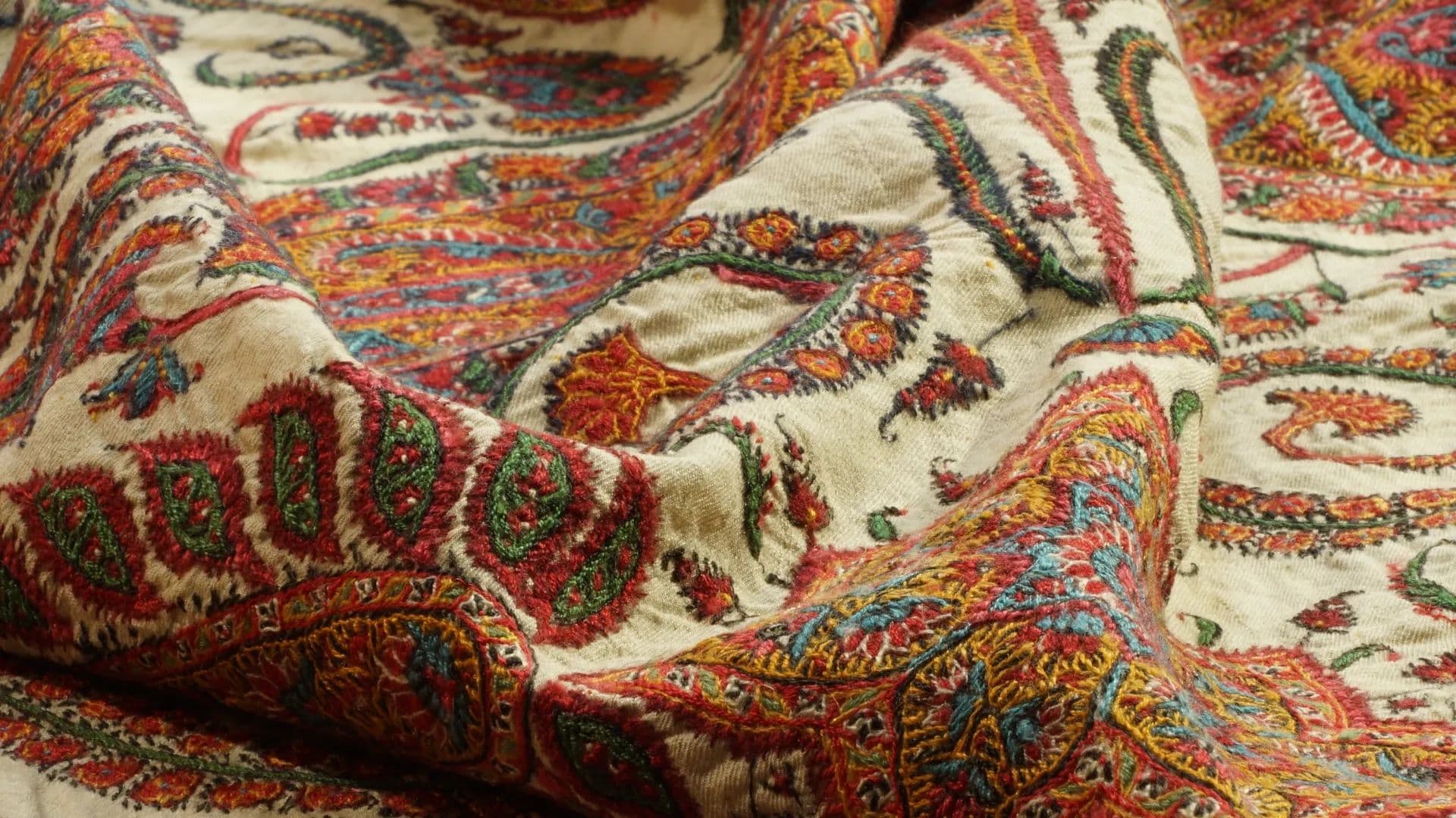 Richly patterned Kashmiri shawl